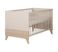 Lit Bébé Évolutif 70x140 ROBA Sidney - Convertible en Lit Junior - Hauteur Réglable - Beige - Décor Chêne