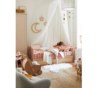 Lit Bébé évolutif 70x140cm avec tiroir de rangement en cannage POESIE rose nude TU