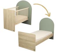 Lit bébé évolutif 120x60 en 90x190- tête de lit arche - arche vert/marron 60X120
