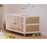 Lit bébé évolutif cannage rotin nami blanc 70X140