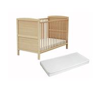 WEBABY - Lit bébé évolutif en bois avec matelas ESSENTIEL Hêtre Verni 60 x 120 cm