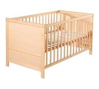 Lit bébé évolutif en bois hêtre naturel réglable en hauteur Roba 70x140 Bois naturel G