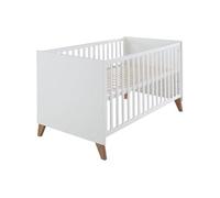 Lit bébé évolutif en lit junior - 70 x 140 cm - - OLE - Blanc / Pieds chene massif