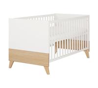 Lit Bébé Évolutif 'theo' 70 X 140 Cm ? Hauteur Réglable ? Convertible ? Blanc / Chêne Blanc - Chêne 70X140