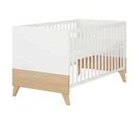 Lit Bébé Évolutif 'theo' 70 X 140 Cm ? Hauteur Réglable ? Convertible ? Blanc / Chêne Blanc - Chêne 70X140