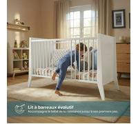 MINEA - Lit bébé évolutif TIMEO 60x120 cm (matelas non inclus) Blanc