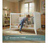 MINEA - Lit bébé évolutif TIMEO 60x120 cm (matelas non inclus) Bois