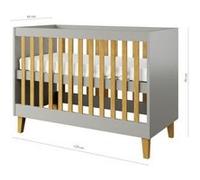 Lit bébé gris kubi sans tiroir, sans matelas 124/66