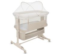 Lit bébé cododo 3en1 LIONELO Jodie - Berceau - Réglable en hauteur et inclinaison - Matelas haute densité - Beige