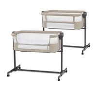 Lit bébé Kinderkraft NESTE UP 2 cododo 2 en 1 réglable 5 hauteurs matelas inclus roulettes maille respirante beige