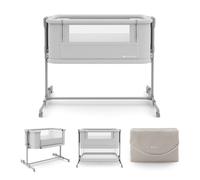 Lit bébé Kinderkraft NESTEE GROW 2 cododo évolutif 3 en 1 hauteur réglable 5 niveaux matelas inclus pliable gris clair