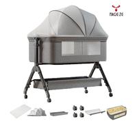 Lit Bebe，MagicZC Lit Bébé Cododo,Réglable，avec Six cadeaux, Moustiquaires, matelas, tables à langer etc, Gris