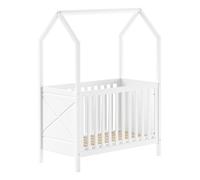 Lit Bébé Maisonnette "Scott" 60x120cm Blanc