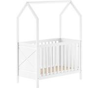 Lit Bébé Maisonnette "Scott" 60x120cm Blanc