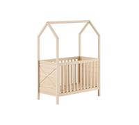 Lit Bébé Maisonnette "Scott" 60x120cm Naturel
