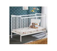 Lit bébé en bois avec matelas- Berceau Cypi - L 124 cm x P 65 cm x H 87 cm - Blanc