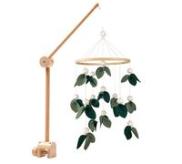 Lit Bébé Mobile Bois Feuilles Et Perles en Bois Carillon éolien Bébé Hochet Mobile Bébé Cloche de Lit Pendentif à Suspendre pour Décoration de Chambre d'enfants, Cadeau pour Garçon et Fille