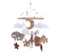 Lit bébé mobile, carillon mobile pour bébé animaux de la forêt, pendentif mobile pour bébé éléphant girafe lion nuage, carillon mobile en bois pour bébé, cadeau pour bébé fille ou garçon