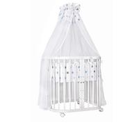waldin Lit Bébé 7en1, Matelas et roulettes, Étagère, Blanc