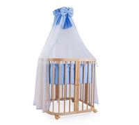waldin Lit Bébé 7en1, Matelas et roulettes, Étagère, Naturel