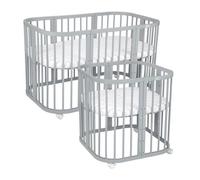 Lit bébé mobile Waldin® en bois 7en1 matelas lit qui grandit avec l'enfant [gris Sans accessoires]