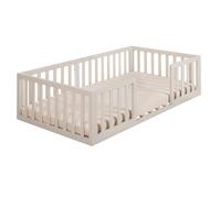 Lit Bébé Montessori Au Sol - Roba - Avec Sommier À Lattes 70 X 140 Cm Et Protection Antichute - Beige Beige