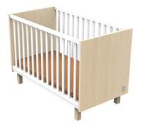Sauthon - Lit bébé - Pieds décor chêne velours et balustres blancs - Nature marron 60x120