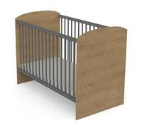 Lit Bebe Noir et Couleur Bois 60x120 cm pour Enfant de 0 à 3 Ans - Barreaux Sécurisés - Berceau et lit bébé Made in France