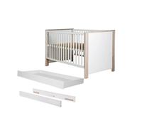 Lit Bébé Olaf 70x140 cm - ROBA - Transformable en lit junior - Tiroir de rangement - Bois Blanc / Effet Bois
