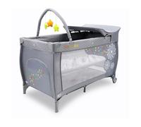 Lit bébé parapluie avec arche et table à langer - ASALVO - Dandelion - Gris - 60x120 cm