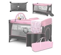 lit Bebe Parapluie, Deux hauteurs de Matelas, entrée latérale, Barre avec Jouets, Table à Langer sûre Sac de Transport,Pliage Rapide