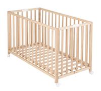 Lit bébé pliant - 60 x 120 cm - ROBA - FOLD UP - Roulettes - Bois naturel