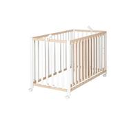 Lit bébé pliant à barreaux hêtre et blanc Fold Up 60x120