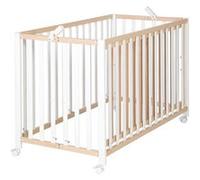 Lit bébé pliant à barreaux hêtre et blanc Fold Up 60x120 Bois clair G