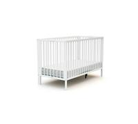 AT4 - Lit bébé Pliant 60x120 Essentiel Hêtre Verni | 124 x 64 x 82 cm | Lit Pliable | Sommier réglable 2 Niveaux intégré au lit (Blanc, Lit bébé)