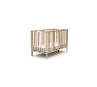 AT4 - Lit bébé Pliant 60x120 Essentiel Hêtre Verni | 124 x 64 x 82 cm | Lit Pliable | Sommier réglable 2 Niveaux intégré au lit (Beige, Lit bébé)