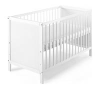 Lit bébé SCHARDT LEO - Blanc - 60 x 120 cm - Sommier réglable - Barreaux en pin massif