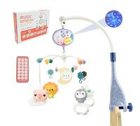 Lit bébé téléphone portable, qankee Baby Music Bed téléphone portable, lit bébé 360 ° téléphone mobile pivotant avec télécommande, 0-24 mois bébé jouet cadeau (Bleu)