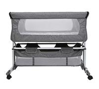 Lit bébé, Transat bébé inclinable,Berceau Bebe & Cododo, 0-6 Mois (0-9 kg), Berceau Pliable, 5 Positions de Hauteur Réglables, Matelas Inclinable, Facile à installer, 92*58*70-90cm (Blanc cassé)