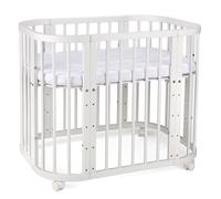 Lit Bébé Waldin 5en1 Lit Cododo en Bois Matelas Ventilé [Bois blanc Sans tissu]