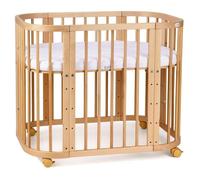 waldin Lit Bébé 5en1, Lit Cododo en Bois, Matelas, Naturel | Ventilé, Sommier Réglable sur 5 Niveaux, Lit Évolutif, Fonction Balancelle en Option