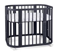 Lit Bébé Waldin 5en1, Lit Cododo en Bois, Matelas, Ventilé [Sans tissu, Bois graphite]