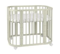 waldin Lit Bébé 5en1, Lit Cododo en Bois, Matelas, Olive | Ventilé, Sommier Réglable sur 5 Niveaux, Lit Évolutif, Fonction Balancelle en Option