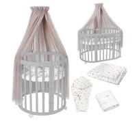 Lit Bébé Waldin OWAL 7en1 Évolutif avec Matelas - Gris Motif Branches Taupe
