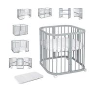 Lit Bébé Waldin W2 7en1 Évolutif avec Matelas - Gris