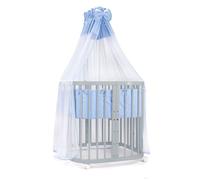 Lit Bébé Waldin W2 7en1 Évolutif avec Matelas - Gris Textile Bleu