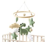 Lit Bell Mobile - Thème dinosaure vert - Crèche mobile avec son apaisant de clochette - En tissu respirant - Accessoire de maternelle sûr pour fille - Cadeau d'anniversaire parfait