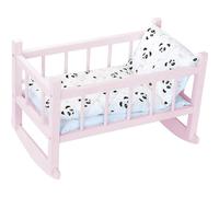 Petitcollin Lit bercelonnette poupée Bois laqué Jusqu'à 40 cm Rose Panda À partir de 3 ans