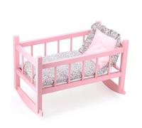 Lit bercelonnette pour poupée 40 cm : Laqué rose, garnissage vanille-fraise Rose G