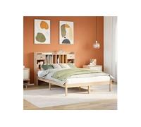 vidaXL Lit bibliothèque sans matelas 140x190 cm bois de pin massif, lit, meuble de chambre à coucher, lit avec rangement, 3321618 Marron